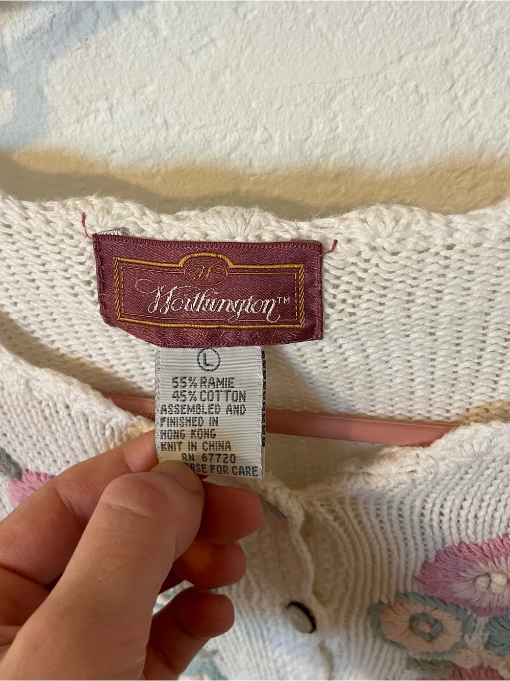 Vintage Worthington Women's Large Floral Knit Cardigan Sweater. - Picture 2 of 6